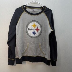 Majestic NFL Pittsburgh Steelers Sweatshirt Sz L Women's Kangaroo Pocket Lounge